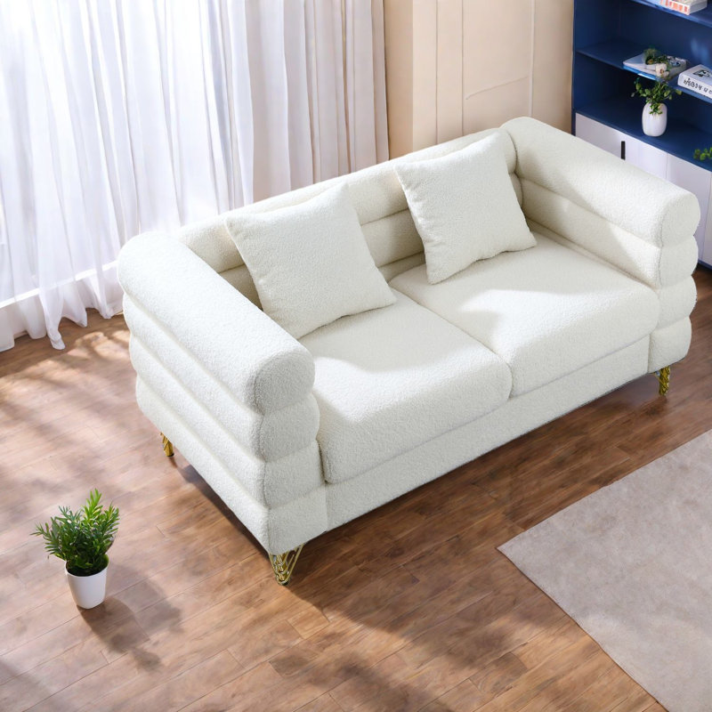Canapés modulaires à compression, canapé moderne en tissu Teddy de 60 pouces pour la maison