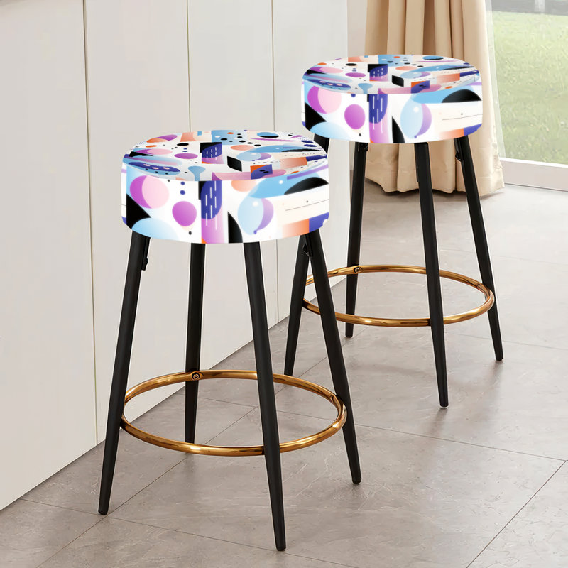 Ensemble de 2 tabourets de bar géométriques mauves et mauves