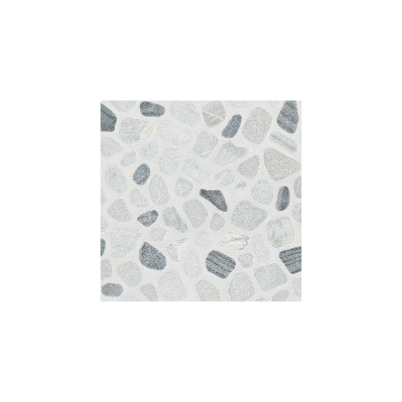 Marvella Pebble 12 in. x 12 in. Natural stone Mosaic Floor and Wall Tile, Nero Bianco