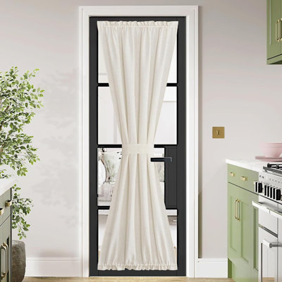  Linen Sheer Patio Door Curtain Drapery Panel for Door Window Elegant Soild Rod Pocket French Door Curtain Panel, 1 Piece