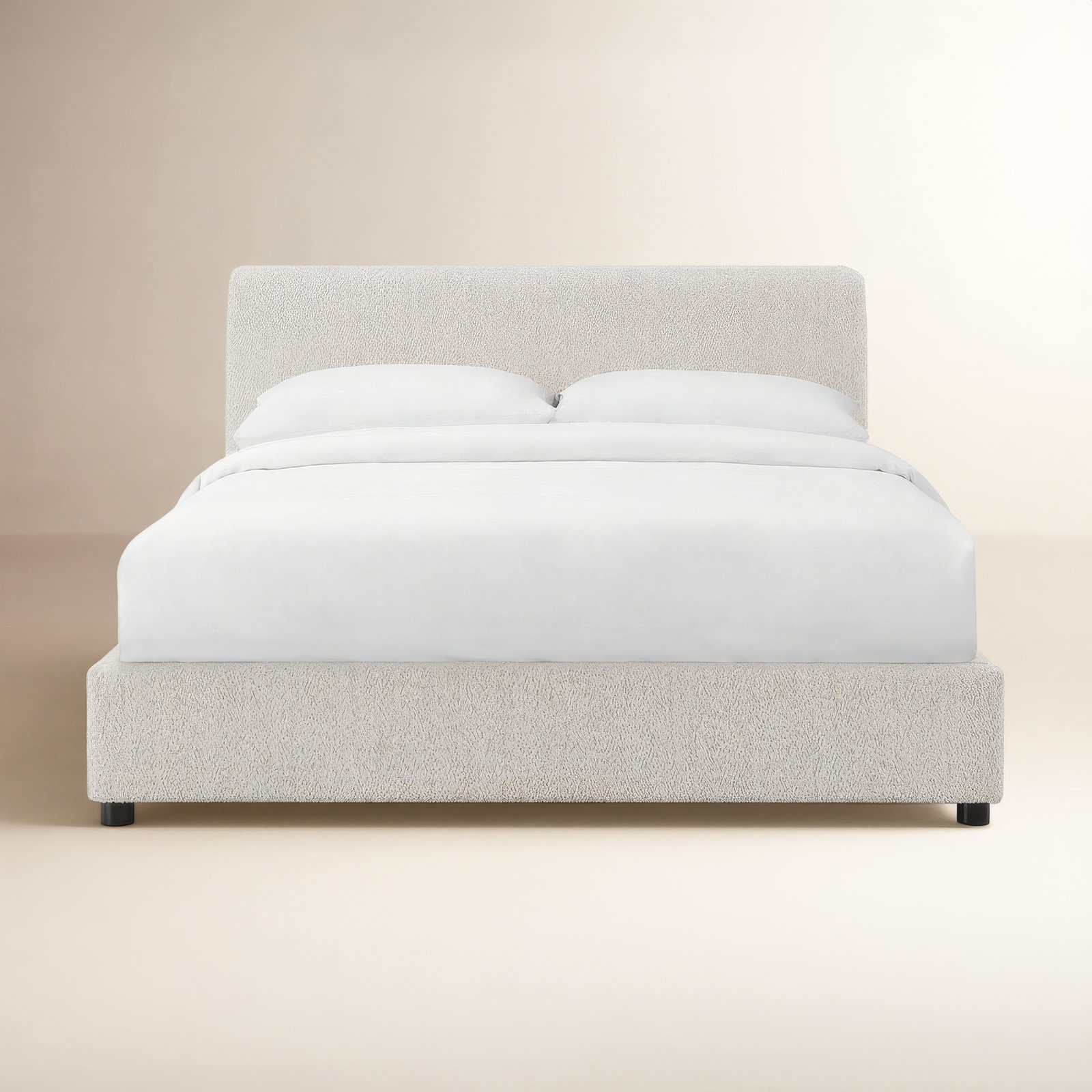 Demarco Platform Bed, King, White Boucle