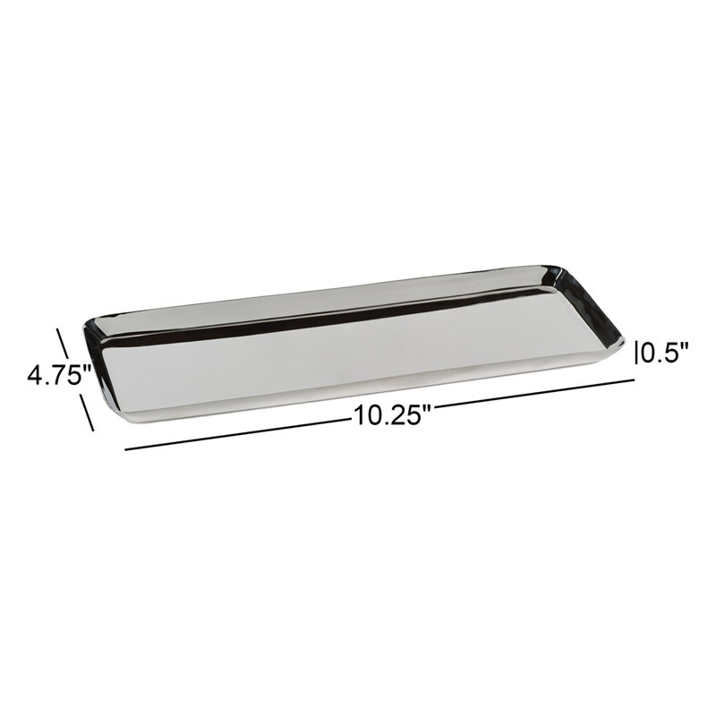 Plateau en acier poli polyvalent Wanita, H 0,5 po x l 4,75 po x P 10,25 po, Argent