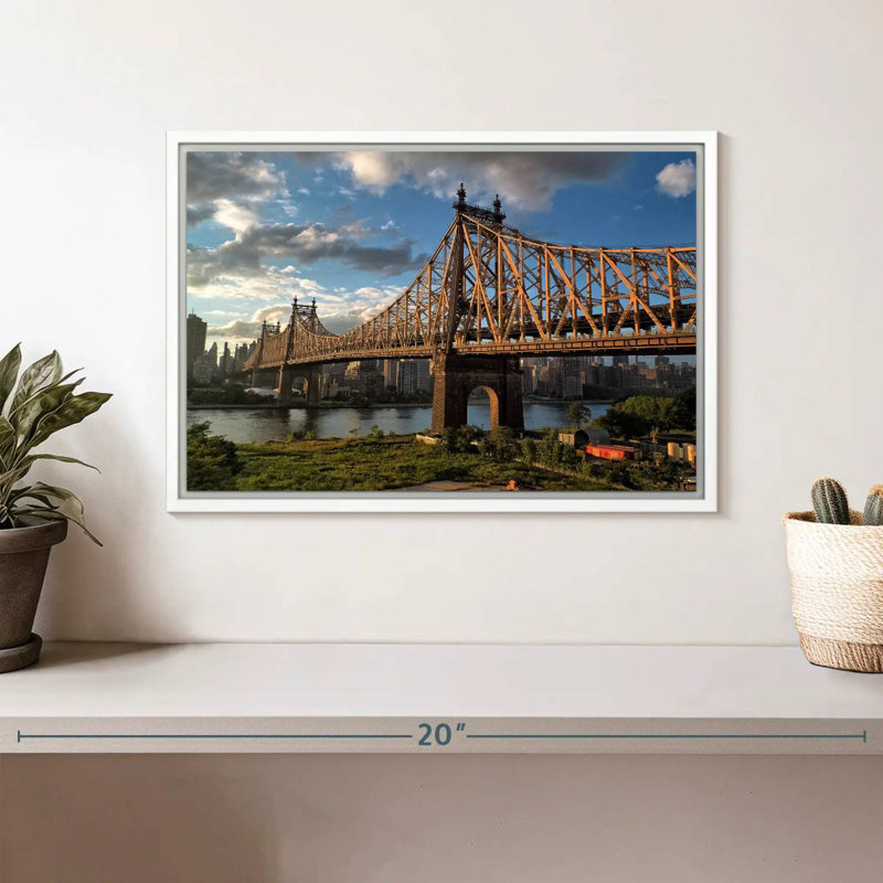 Pont de Queensboro, New York, Cadre flottant blanc, 13 po x 9 po