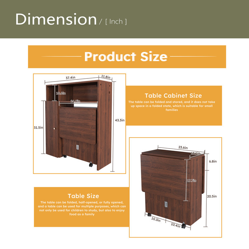 Multifunctional Folding Dining Table With Wall-Mounted Sideboard & Storage For Small Apartments