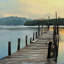 Sunset pier, reproduction d’art sur toile non encadrée-2101284850