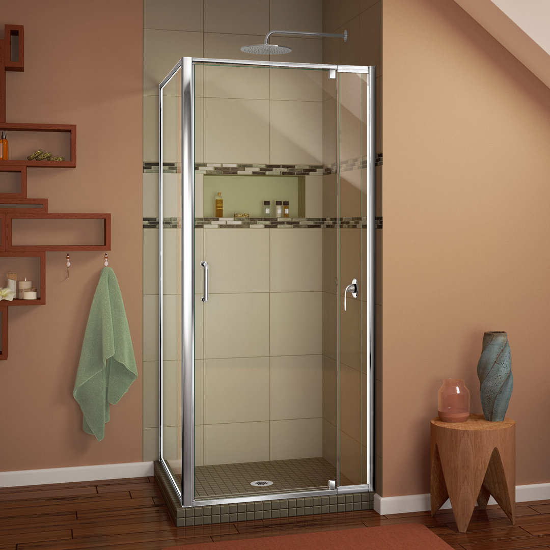 Flex 36.44" W x 34.5" D x 72" H Framed Rectangle Pivot Shower Enclosure DreamLine Frame 
