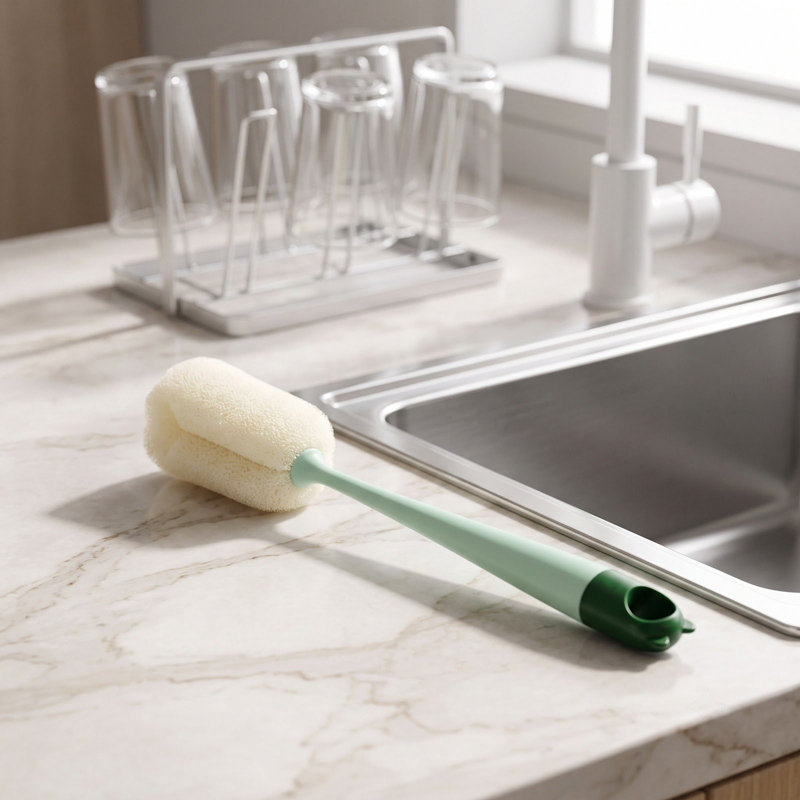 Brosse pour bouteille d'eau Luffa Pulp Cup Un incontournable pour laver les tasses, Vert