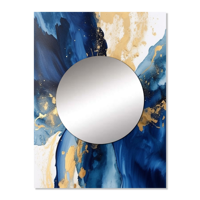 Miroir décoratif moderne, art mural en métal foncé foncé et doré, 32 po x 24 po