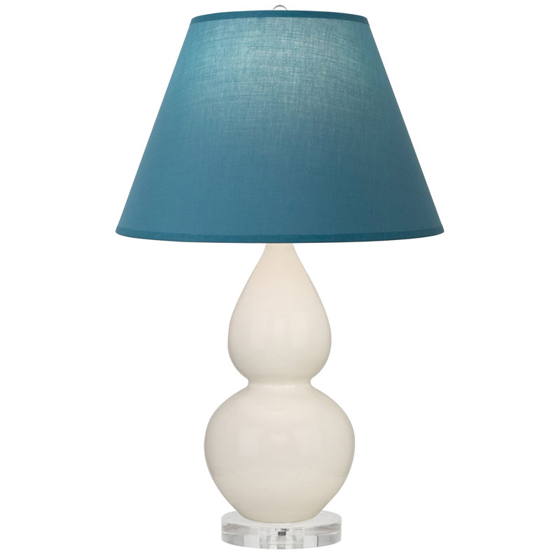 Small Double Gourd Accent Lamp - Sangria, Deep Patina Bronze - Lavender, Plum Shade, Gray, Lavender/Burgundy