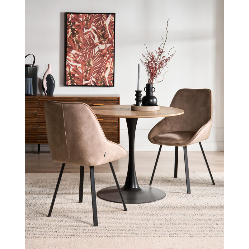 49cm H Velvet Upholstered Side Chair, Beige