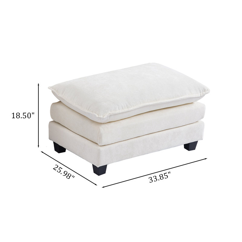 Chenille Upholstered Ottoman,Footstool Module for Sectional Sofa, Beige