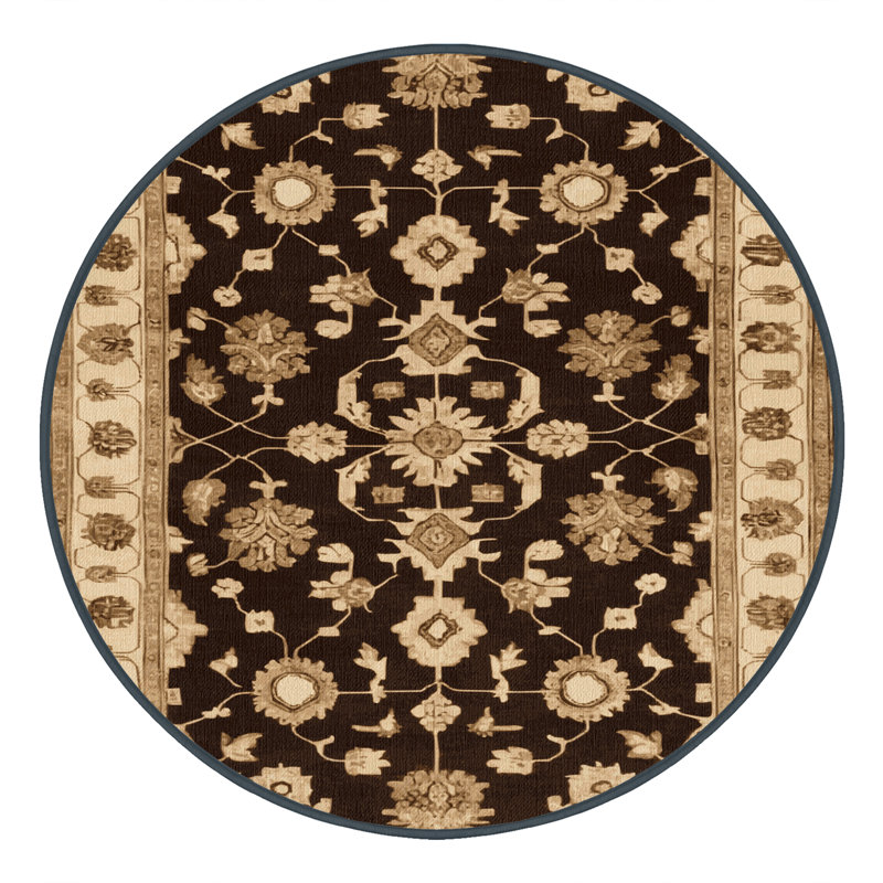 Tapis noir surteint lavable à la machine, Rond 7 pi