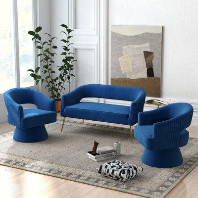 Chynna 3 - Piece Velvet Living Room Set by Everly Quinn