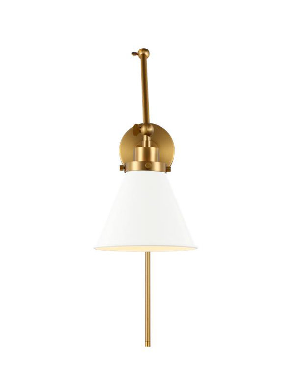 Swing Arm Sconce, White, Gold