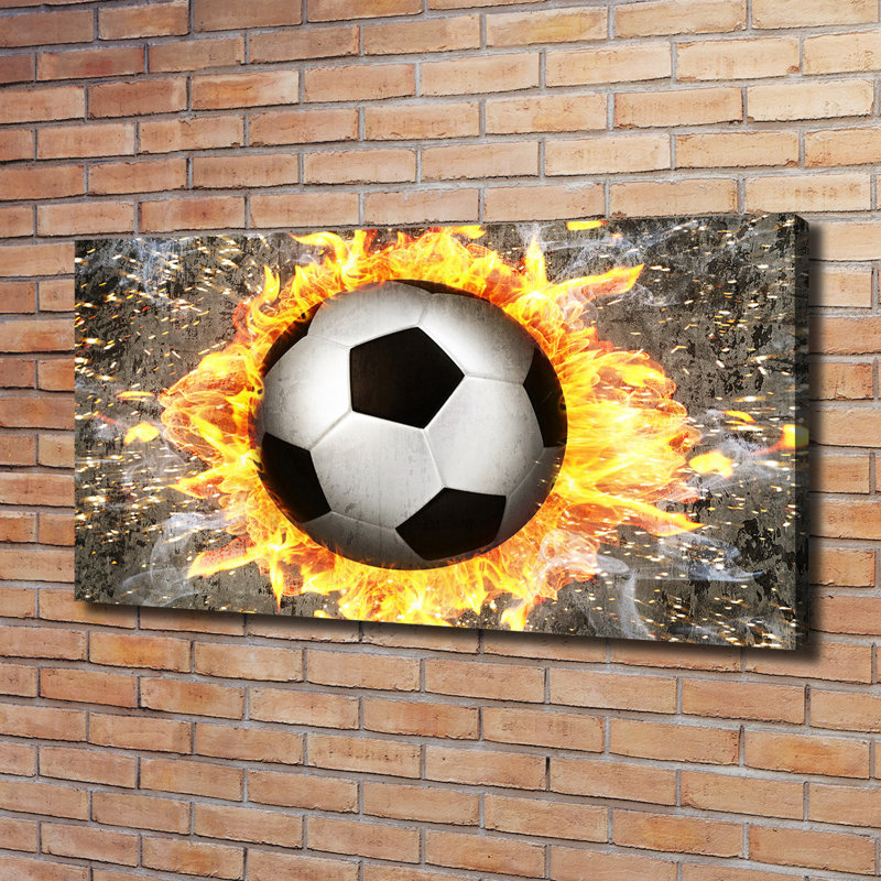 Burning Soccer Ball - Wrapped Canvas Print