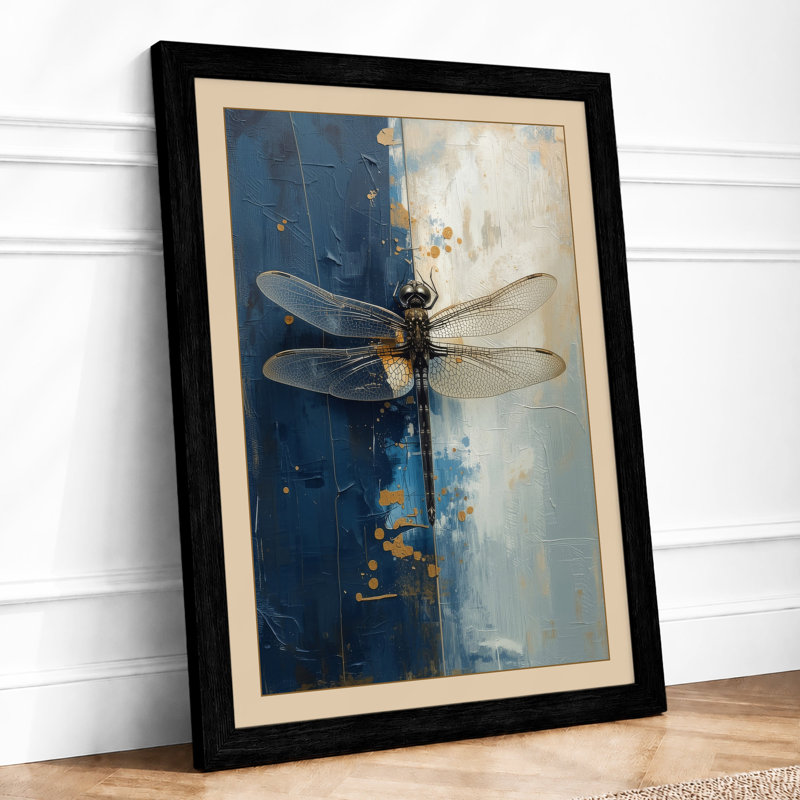 Dragonfly in Light Botanical - Framed Print, A4 - 29.7 x 21.0 cm, Black