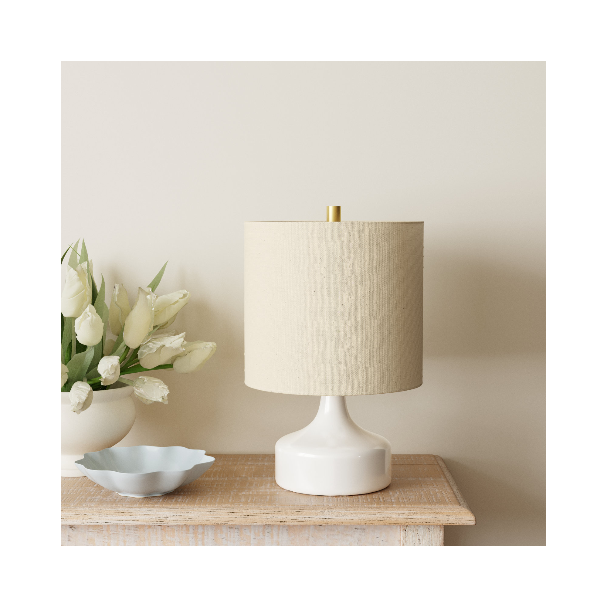 Medano Ceramic Table Lamp, White