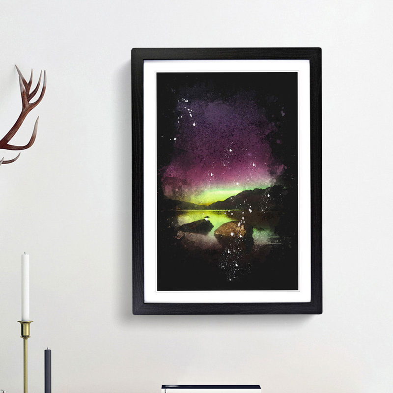 Aurora Australis Southern Lights - Print, 87cm H x 62cm W x 2cm D, Black Single Picture Frame Wood