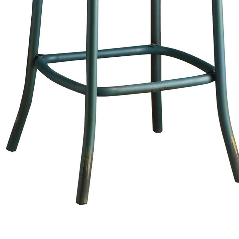 Chaise à hauteur de bar moderne de 29 po Chad, repose-pieds, dossier en X, vert, bois de chêne, Vert / chêne
