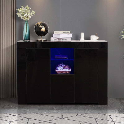 TV Stand, Entertainment Centers, Sideboard Cupboard With LED Light, Drawer And 2 Doors-31.89"" H x 45.67"" W x 13.78"" D -  Wrought Studioâ¢, A147A5B7E37C49C6B94B0CB2EECB2428