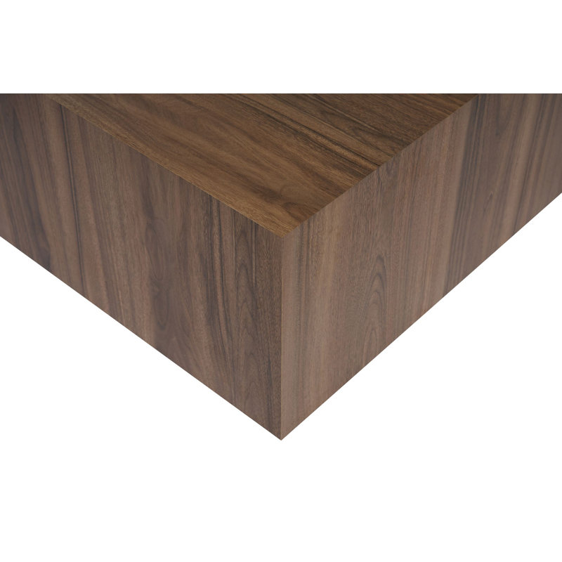 Table basse moderne en noyer de 35,4 po x 35,4 po x 17,7 po | 100% panneau de fibres à densité moyenne avec une épaisseur de 0,7 pouce | Conception élégante de couleur unie, parfaite pour les salons et les salons | Mobilier durable et élégant pour toute maison