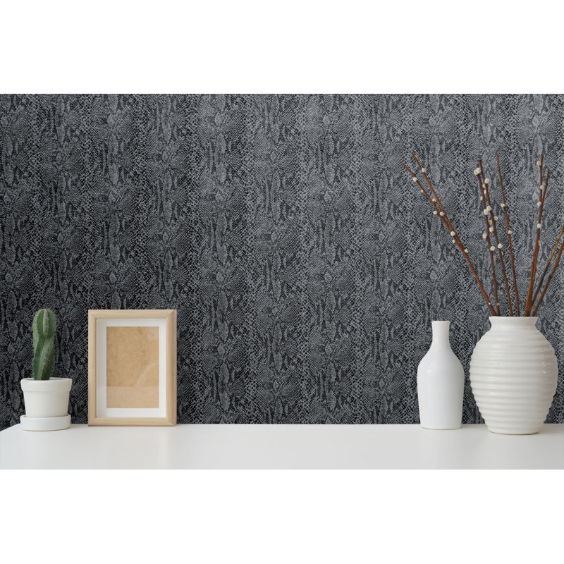 Celyna, papier peint lavable traditionnel / moderne de 27 po X 27 pi, environ 60,75 pieds carrés, Noir