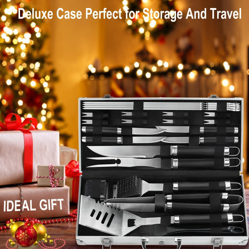 Ensemble d'outils de cuisson 24 pièces en acier inoxydable, Noir