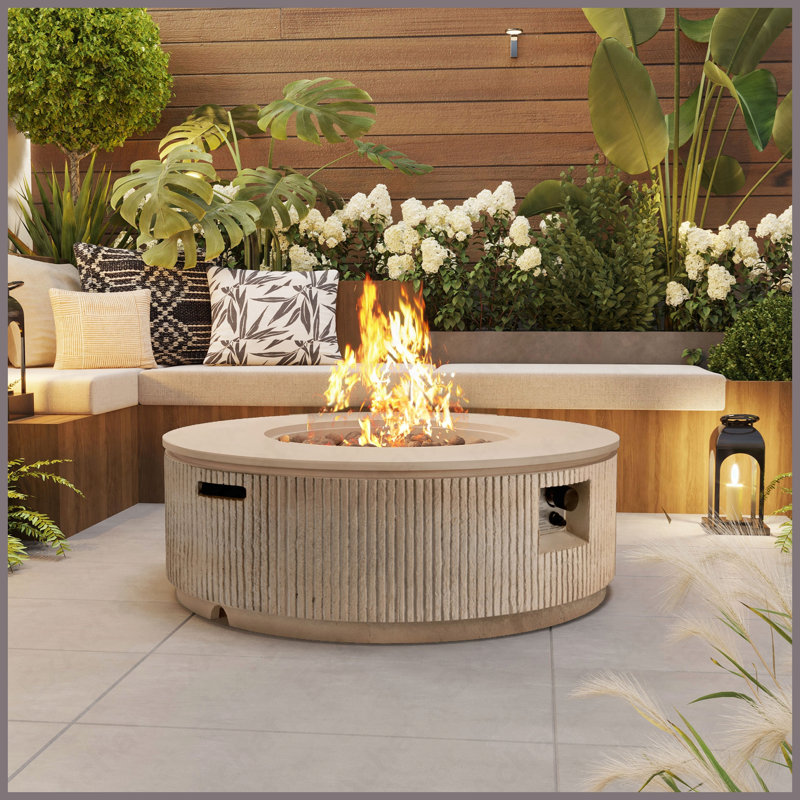 Table ronde pour foyer d'extérieur au propane MGO 50000 BTU pour le jardin extérieur, Brun