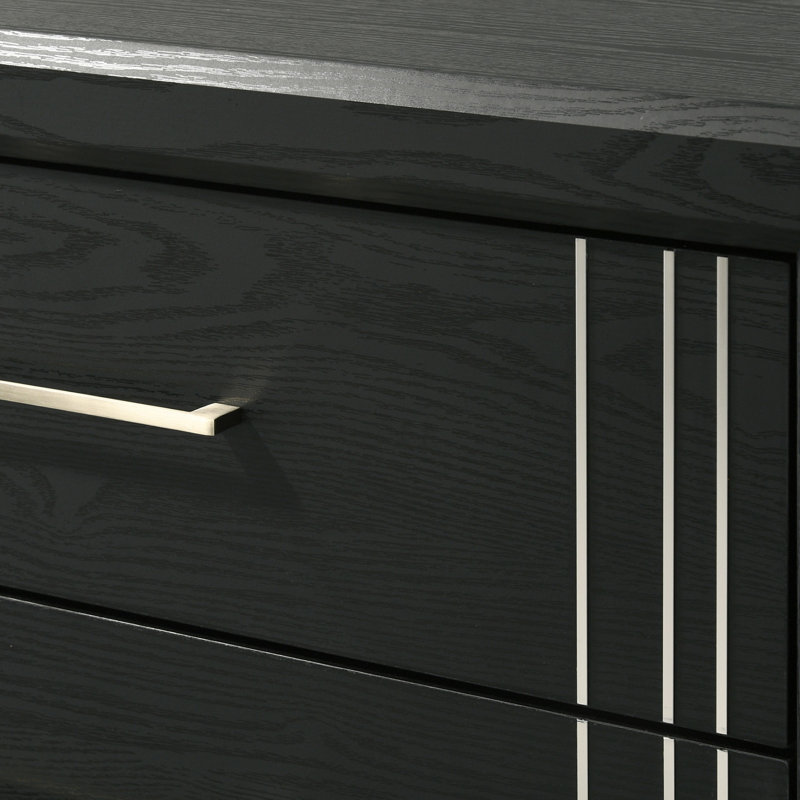Armoire de chevet contemporaine à 4 tiroirs 1Pc, Gris anthracite