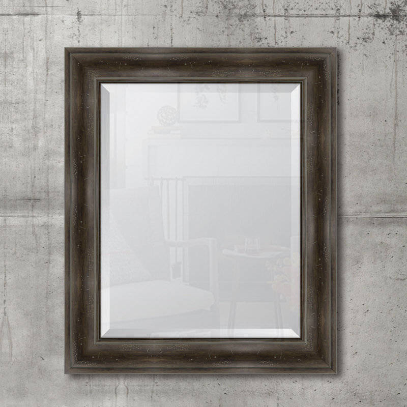 Miroir mural à cadre en résine English, H 36 po x l 30 po, Gris