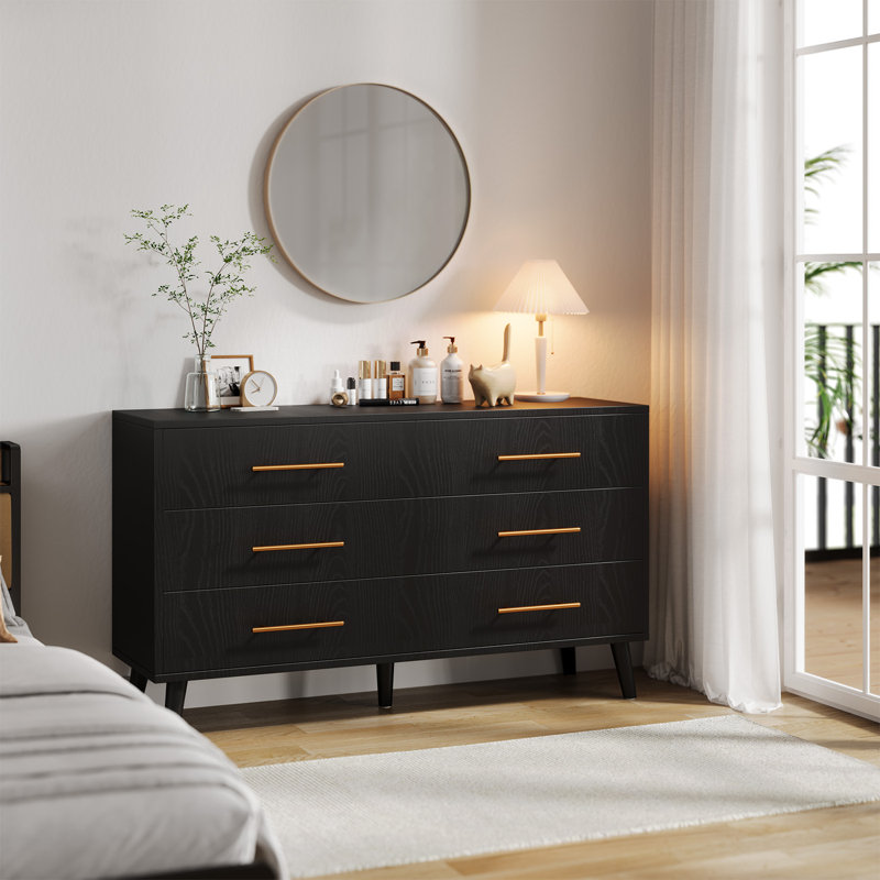 Commode double 6 tiroirs Modern Modern, Noir