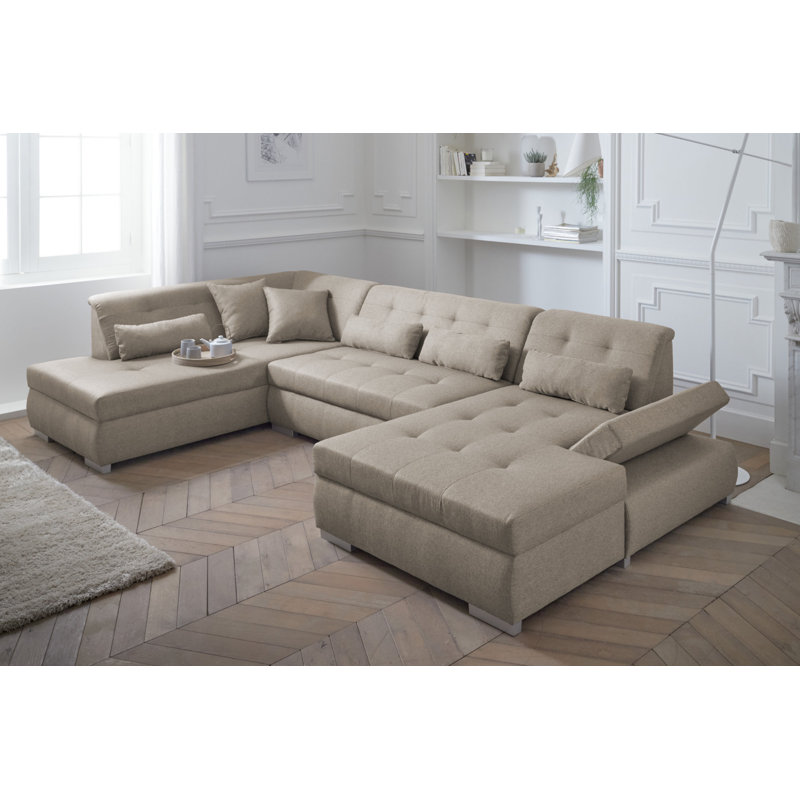 Vermont 7 Seater Corner Sectional, Beige, Left Hand Facing