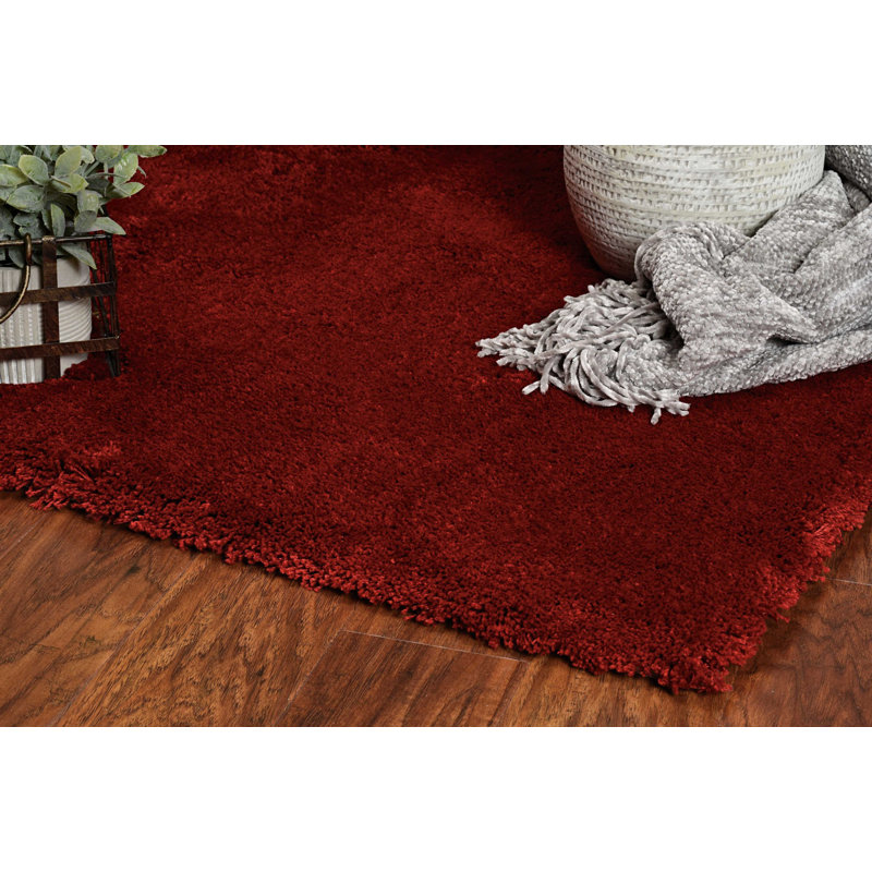 Tapis rouge tissé à la main Derron, Rond 6 pi