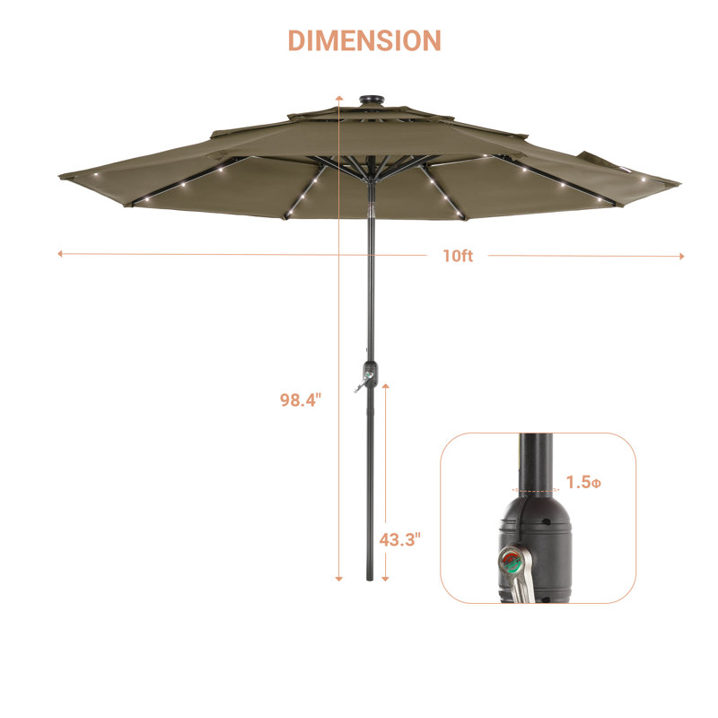 Parasol de marché éclairé 120 po Sanfra, Taupe