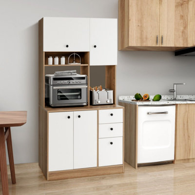 Garde-manger de 71 pouces avec 3 armoires de rangement et 3 tiroirs profonds