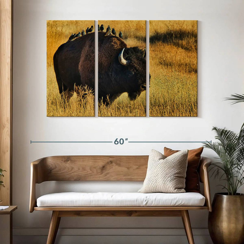 Brampt Birds On Bison, 32" H x 50" W