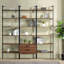 Bibliothèque murale à quatre tablettes avec finition noyer, tablettes flottantes, pour la chambre à coucher, le bureau et le coin-détente