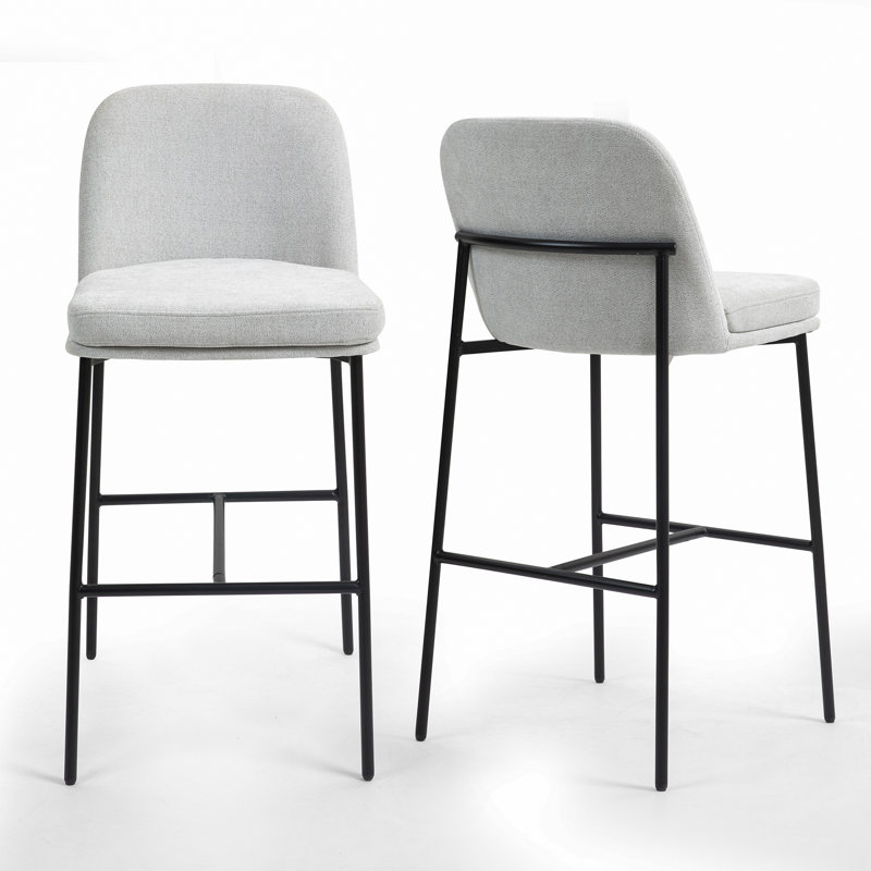 Set of 2 Necie Fabric Counter Stool with Metal Legs, Bar Stool (28.7" Bar Stool)