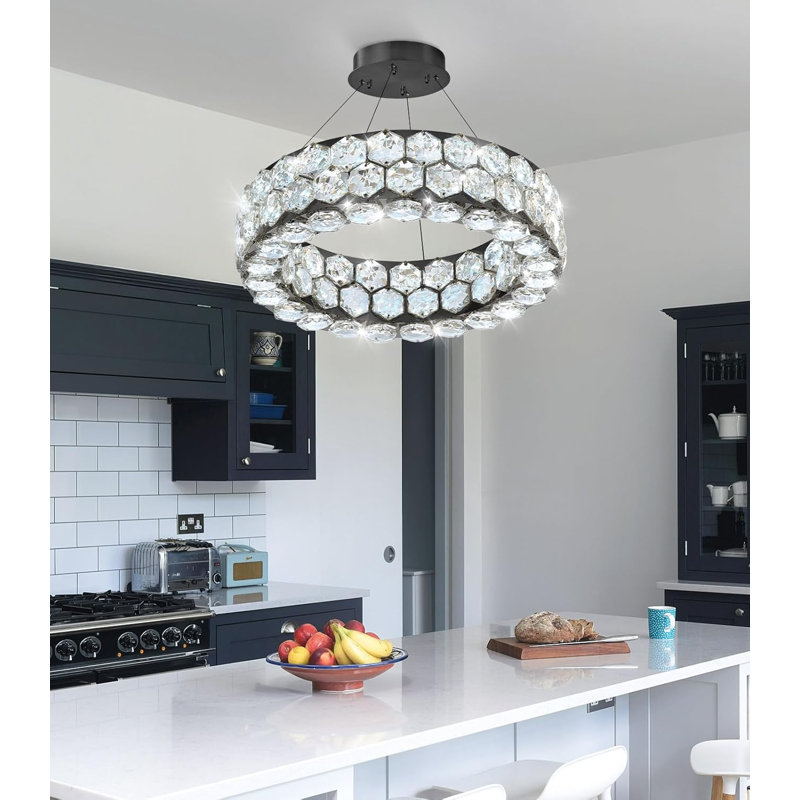 Lustre en cristal Modern, Noir mat