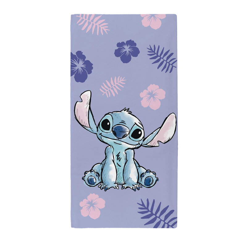 Disney Stitch Beach Towel Floral Lilac 70x140cm