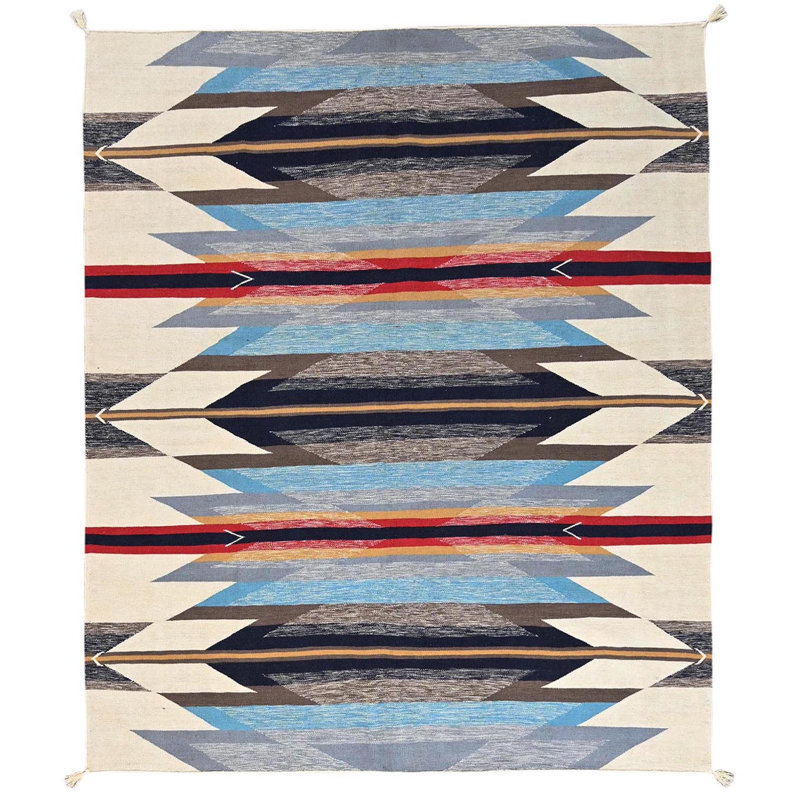 Tapis oriental tissé à la main bleu clair à motif géométrique tissé à la main 8 pi 2 po x 9 pi 7 po bleu clair 8 pi 2 po x 9 pi 7 po