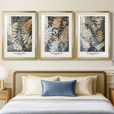 WM MORRIS Series DCCXXXV  -Custom Framed  Premium Print W Matt - 3 Pieces