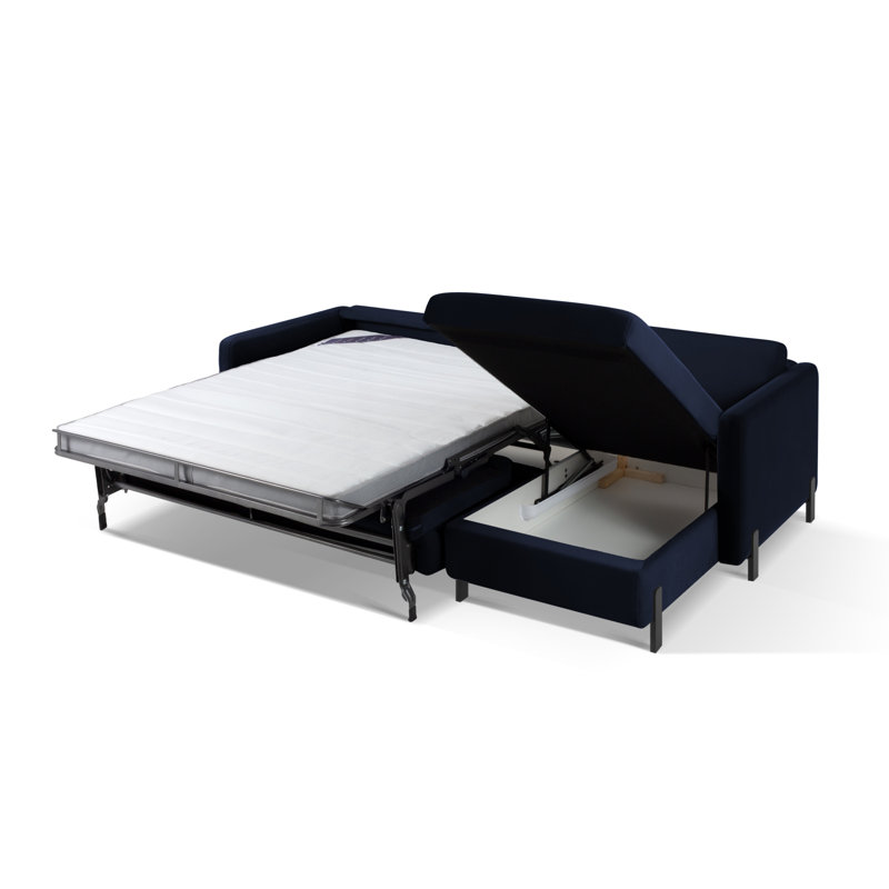 Bejna 3 Seater Velvet Sofa Bed, Right Hand Facing, Royal Blue, 80cm H x 170cm W x 280cm D