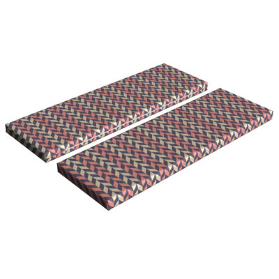 Ambesonne Herringbone Bench Cushion Set Of 2, Herringbone Pattern Of Checkered Optical Illustration Art Print, Standard Size Foam Pad And Decorative Cover, 45" X 15" X 2", Beige Coral