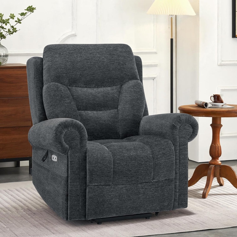 Gordian Dual Motor Power Recliner Lift Chair with Massage and Heat, Infinite Position, Fabric Upholstered, Gray