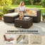 Mobilier de patio en osier avec coussins rembourrés, ensembles de canapé d'angle, kaki-776237639