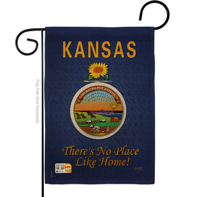 Drapeau de jardin à 2 côtés en toile jute 5 pi 5 po x 1 pi. kansas americana statements