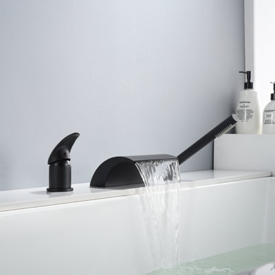 Bathtub Faucet Deck Mount, Bath Tub Faucet with High Flow Waterfall Spout