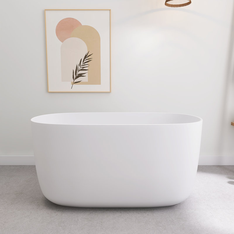 47'' Freestanding Soaking Solid Surface Bathtub In White