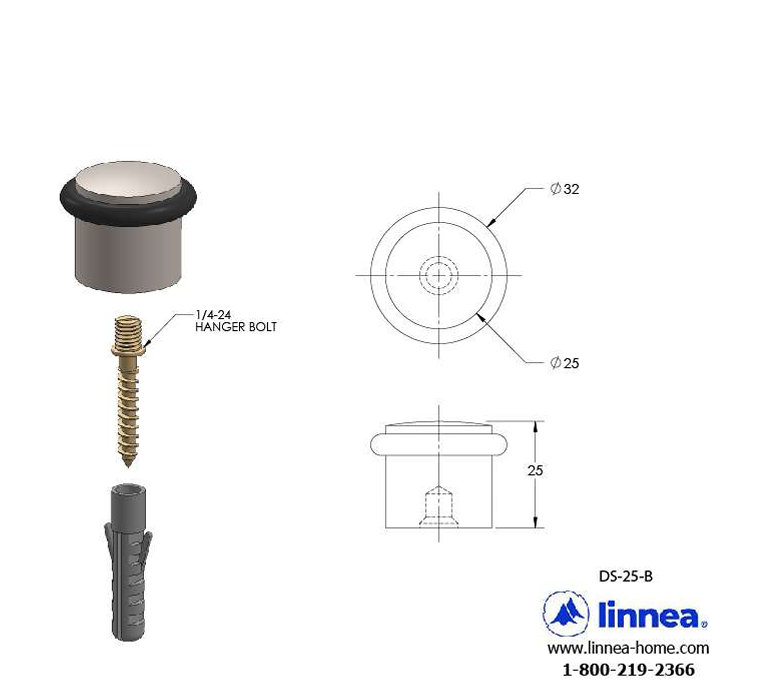 Stainless Steel Floor Mount Stop, Satin Stainless Steel